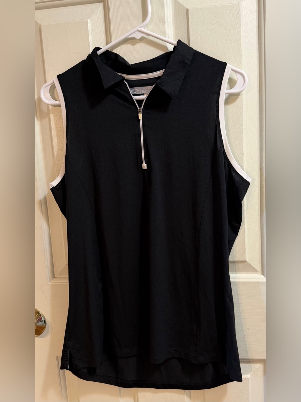 Callaway Women’s Sleeveless Quarter Zip Golf Polo Tank | Black | L